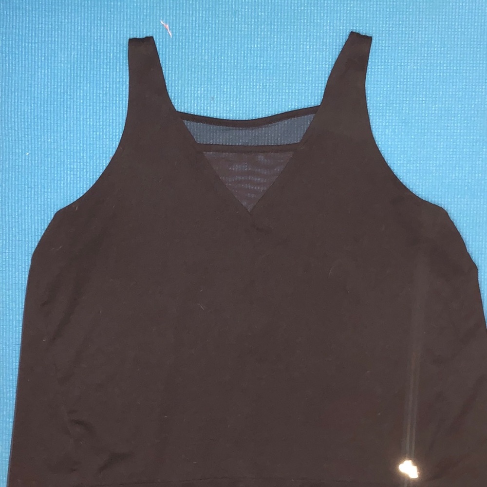 Black Workout tank top with mesh triangle backing